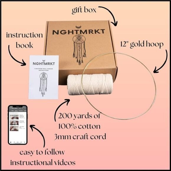 Kit DIY Dream Catcher Kit for Adults - Macrame Kits for Adults Beginners - Picture 2 of 8